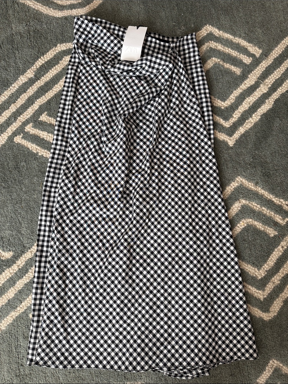 Zara Black and White Gingham Maxi Skirt